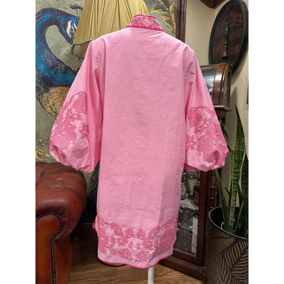 Hyacinth House Pink Embroidered Boho Glam Mini Dress M NWOT - Picture 9 of 16
